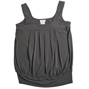 Y2K Black‎ Pleated Bubble Hem Tank Top Sleeveless Scoop Neck Small Indie Chic